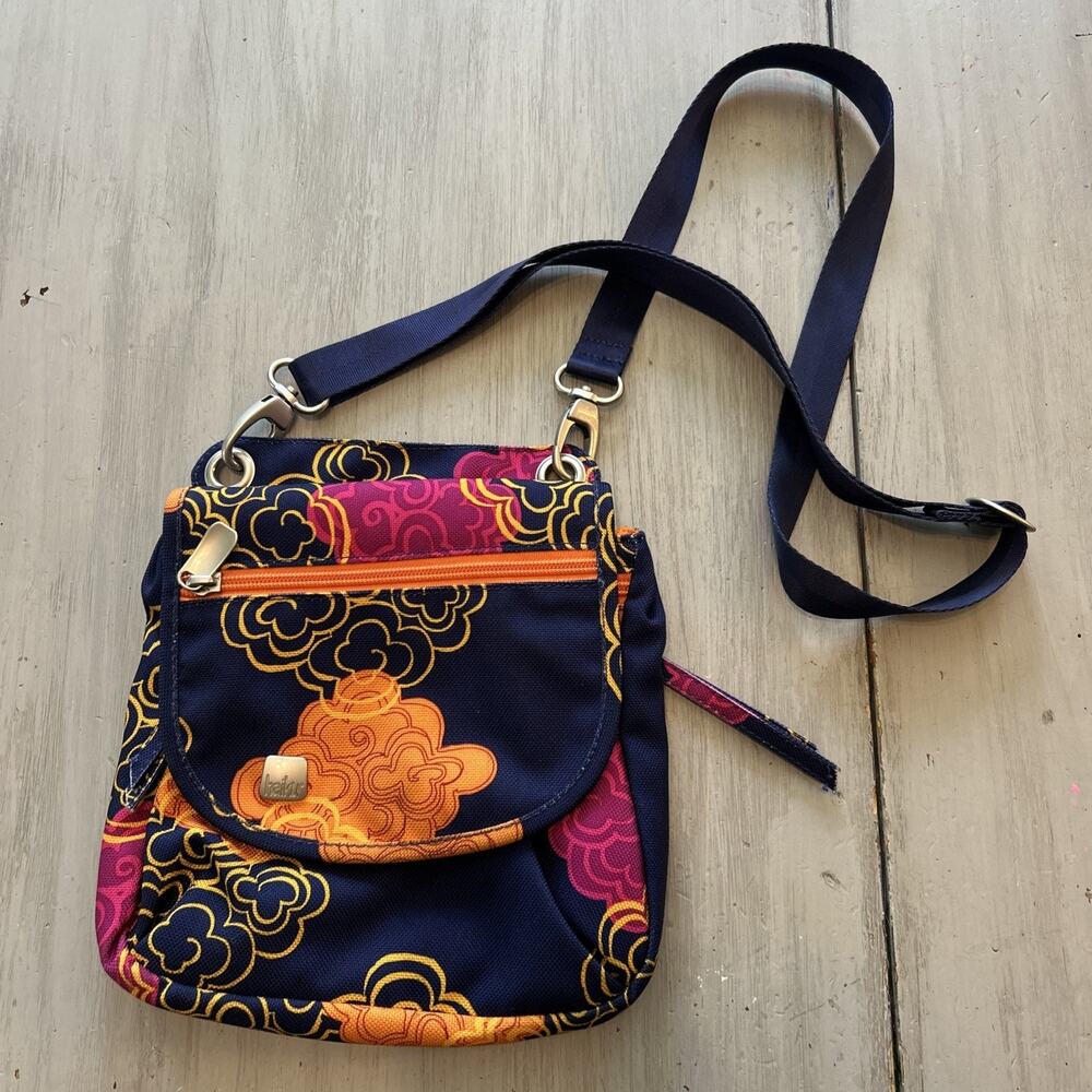 Haiku Navy Pink Orange Floral Crossbody Purse Bag